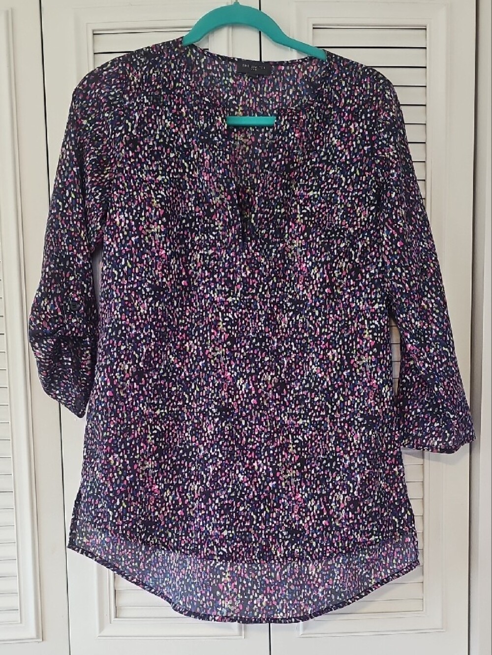 The Limited Multicolor Speckled Floral Blouse in Black, Pink and Blue
